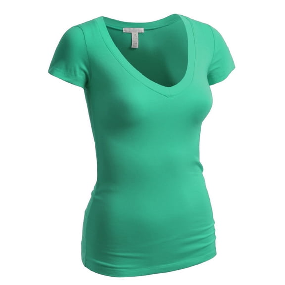 Emmalise Women's Short Sleeve T Shirt V Neck Tee (Emerald, Medium)