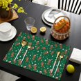 thumbnail image 4 of Green Christmas Gingerbread Man Pattern Summer Placemats Table Placemats Set Of 4-Linen Kitchen Washable Placemats Table Mats 11.8"x17.7" Non-Slip Heat Resistant, 4 of 6