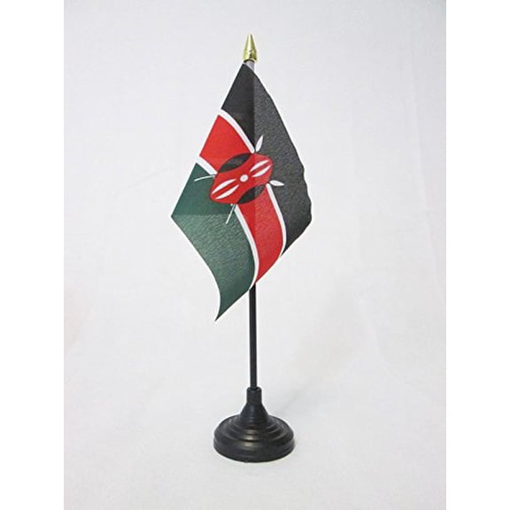 AZ Flag Kenya Table Flag 4x6 in Kenyan 100D Polyester Plastic Base 15x10 cm