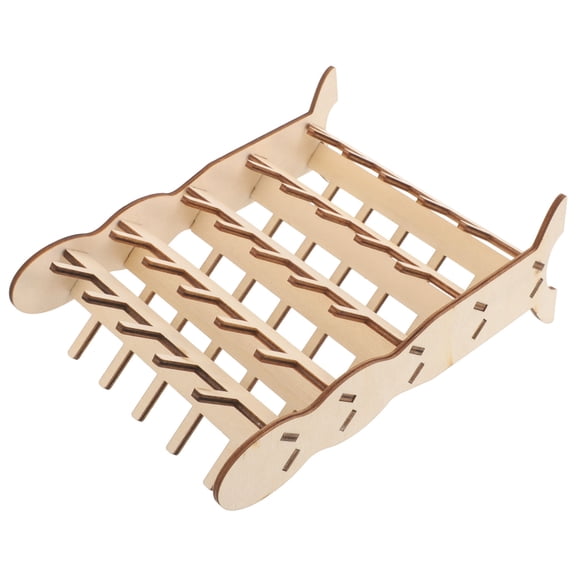 Beaupretty Wooden Hair Braiding Rack, Khaki Thread Storage for Home Use
