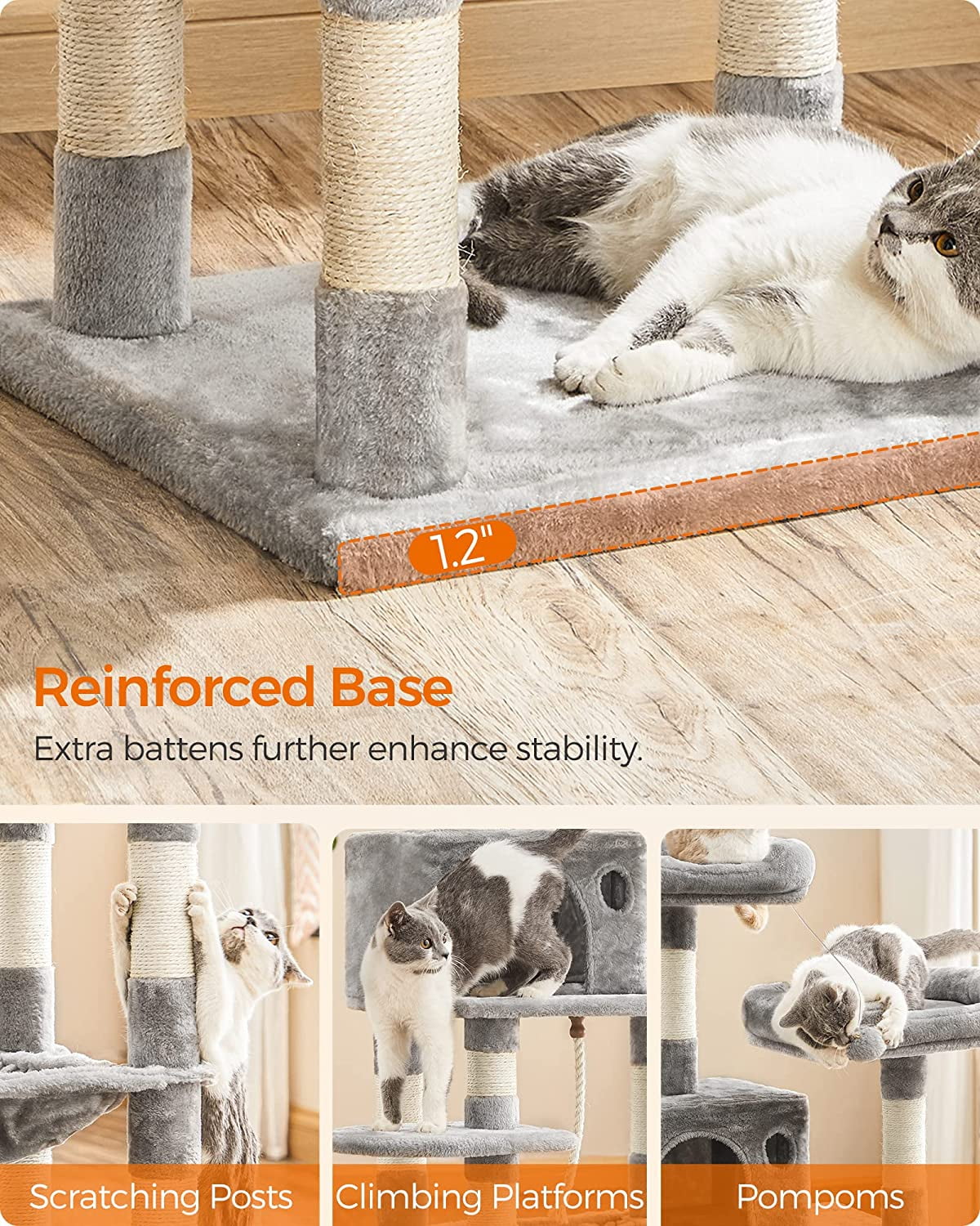 56.3" Cat Tree Cat Tower Cat Condo with Scratching Posts for Indoor Cats Light Gray