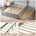 thumbnail image 4 of Full Size Bed Frame with Trundle, Upholstered Platform Bed Frame with Headboard, Trundle Bed Twin, Wood Slat Support, for Bedroom, Living Room, Guest Room, 4 of 7