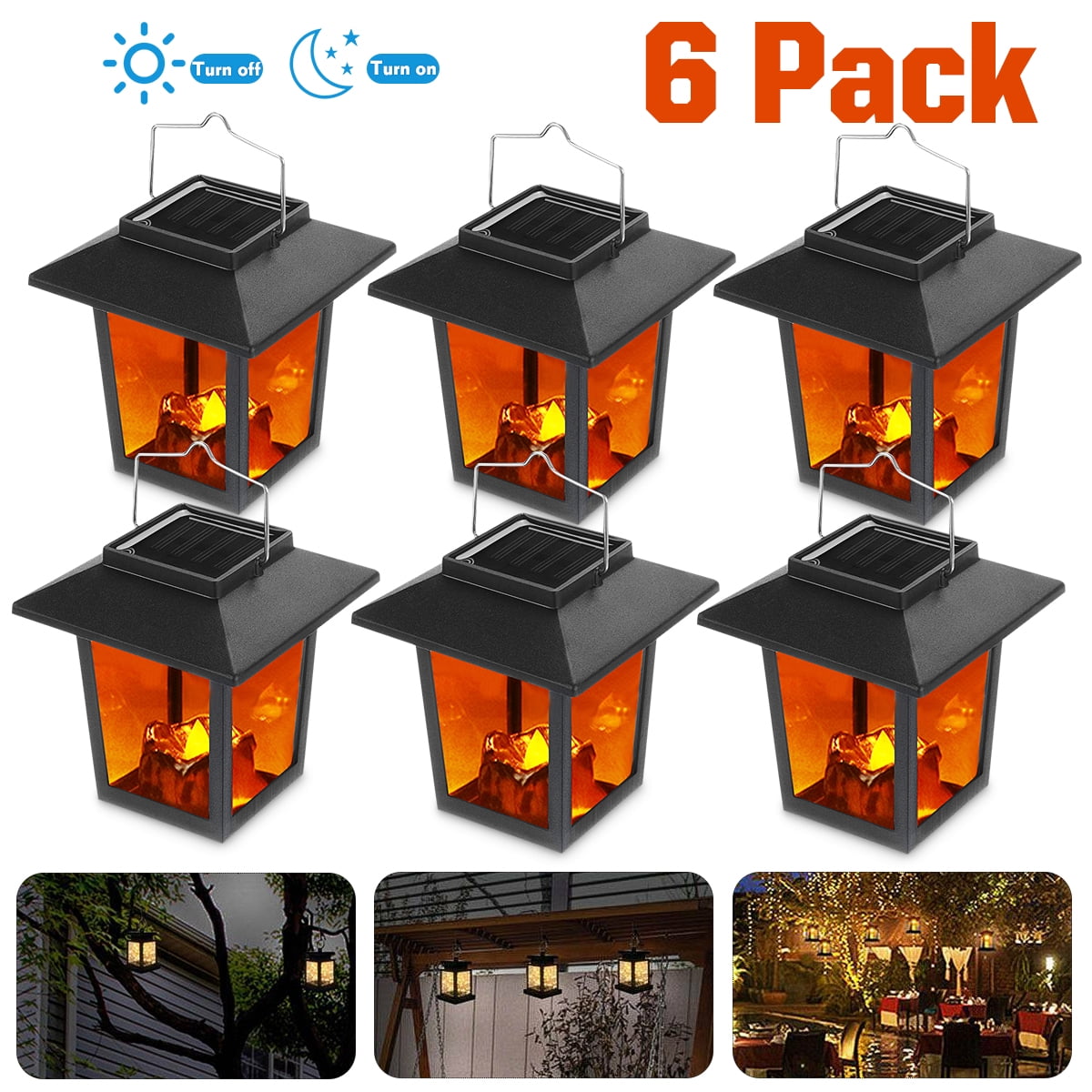 6PC/Box Solar Lantern Hanging Solar Lights Outdoor Decorative LED Solar