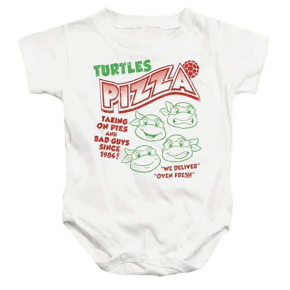 TMNT Teenage Mutant Ninja Turtles Turtles Pizza Unisex Infant Snap Suit for Baby, White, 6 Months