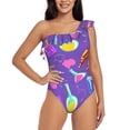 thumbnail image 4 of Daiia Chemistry Tools Women's One Piece Swimsuits Personalized One Shoulder Swimwear Asymmetric Ruffle Bathing Suits-Large, 4 of 8