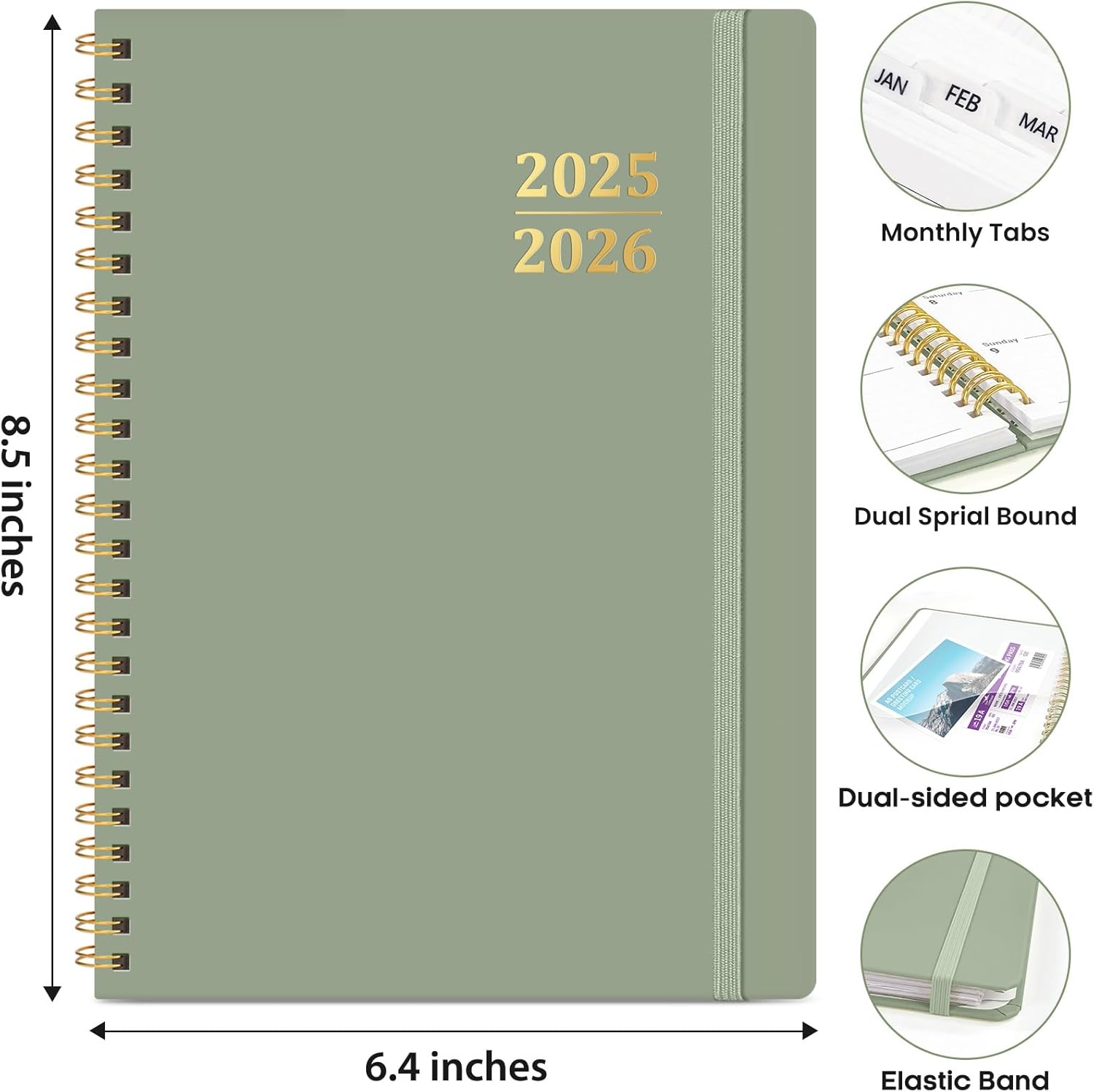 Academic Planner 2025-2026, Weekly and Monthly Calendar Planner Book, July 2025 – June 2026, Hardcover Organizer with Tabs, Perfect for Teachers, Students, Women & Men, A5 (6.4" x 8.5") - Pink