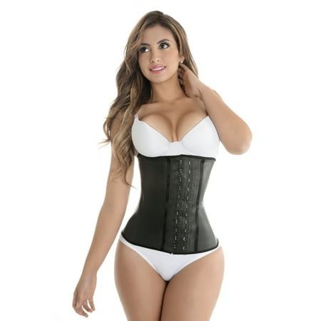 

Classic Latex Waist Cincher Trainer Corset Steel Boned Metal hooks Fajas Cinturilla Reductoras Colombianas Black 200B2 by Fiorella Shapewear