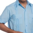 thumbnail image 4 of Traditional Cotton Blend Guayabera Men’s Short Sleeve Shirt (Light Blue, Small), 4 of 5