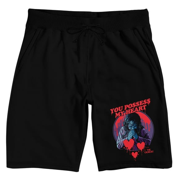 The Exorcist You Possess My Heart Men's Black Sleep Pajama Shorts-Medium