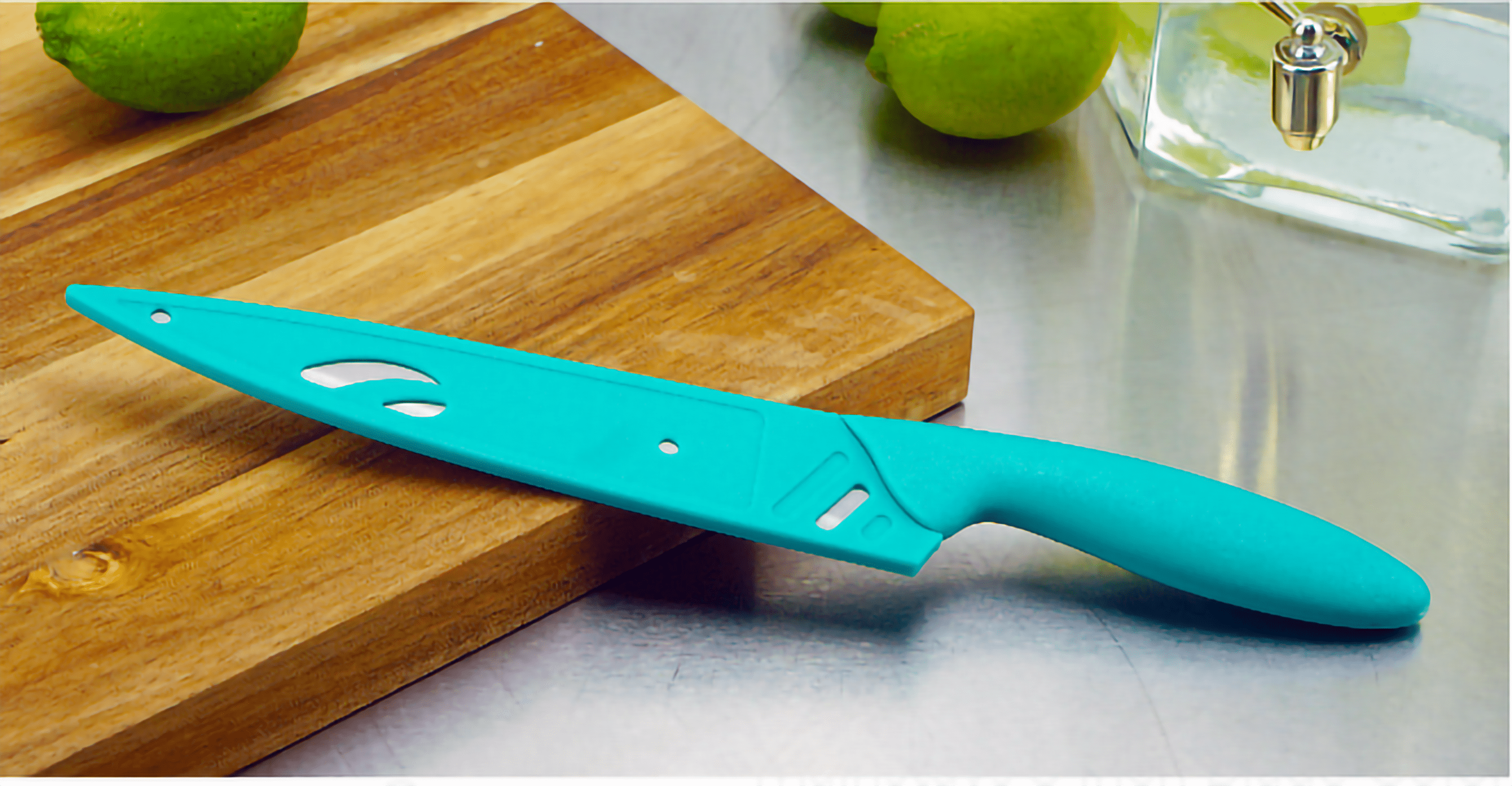 Mainstays 8 Inch Blade Color Chef Kitchen Knife - Teal Stainless Steel Soft Grip