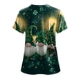 thumbnail image 3 of felwors Plus Size Scrubs for Women Stretch V Neck Pattern Short Sleeve Nurse Tops Cute Animal Print Nursing Top with Pockets (Dark Green, XXXL), 3 of 6