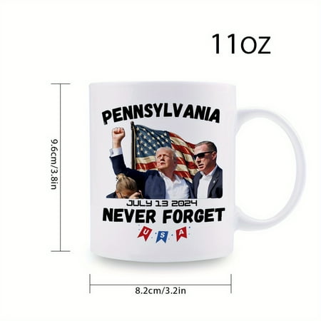 

1 Piece of Trump 2024 Ceramic Coffee Cup-11 Oz Reusable and High Quality Patriotic Design with American Flag and Portrait Perfect Gift for Supporters Safe and Comfortable to Hold Hot Or Cold Drinks