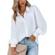 thumbnail image 1 of Blusa Zeagoo Fashion de manga larga con botones para mujer blanca, 1 of 5