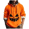 thumbnail image 1 of Chemise Décontractée Imprimée Halloween pour Hommes Col Rond Boutonnée Design Taches de Sang Manches Longues Grande Taille Haut Confortable Élégant, 1 of 5