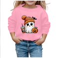 thumbnail image 2 of Generic Toddler Baby Girls Boys Halloween Cute Little Bats Pumpkin Printed Round Neck Sweater Hoodie Autumn Winter Clothes for Home Outdoor Indoor（2-3 Years Pink）, 2 of 4