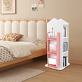 thumbnail image 4 of 4-Tier Rotating Bookshelf,360° Display Bookshelf,PVC Wood-plastic Board, ABS Floor Standing Bookcase for Bedroom, Living Room, Study Room（Pink）, 4 of 25