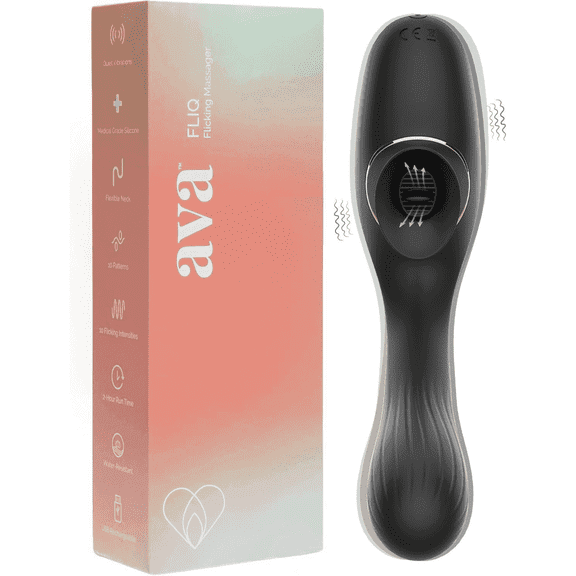 Ava FLIQ Bending Dual-Function Wand with 10 Flicking Patterns for Women - G-Spot Vibrator- Black