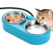 Heated Cat Bowl for Outdoor Heated Pet Bowl Stainless Steel Heated Water Bowls Food Warmer, Double Heated Pet Bowl for Feral Cat Feeding Station Provide Non Freezing Water in Winter 48OZ