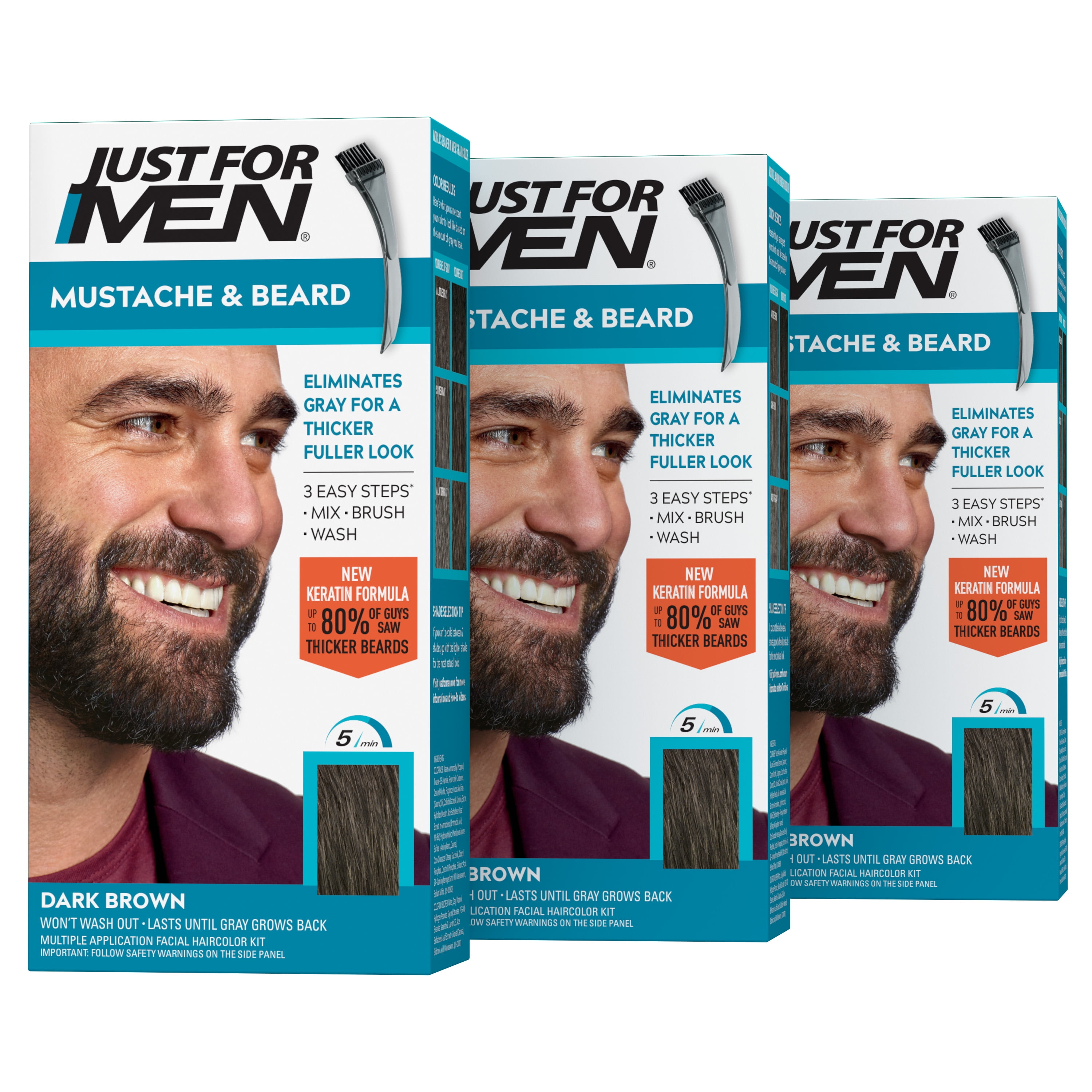 Free Shipping! Just For Men Mustache and Beard Dye for Men with