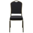 thumbnail image 6 of BizChair 4 Pack Crown Back Stacking Banquet Chair in Black Patterned Fabric - Gold Vein Frame, 6 of 7
