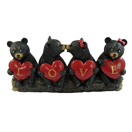 Valentine Figurines Cute Valentine Black Cubs Sharing the