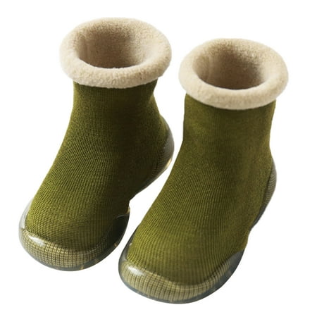 

NUOLUX Cotton Baby Slipper Sock Skid Resistance Baby Slipper Sock Warm Baby Footgear Winter Baby Prewalker (Green Size 28/29)