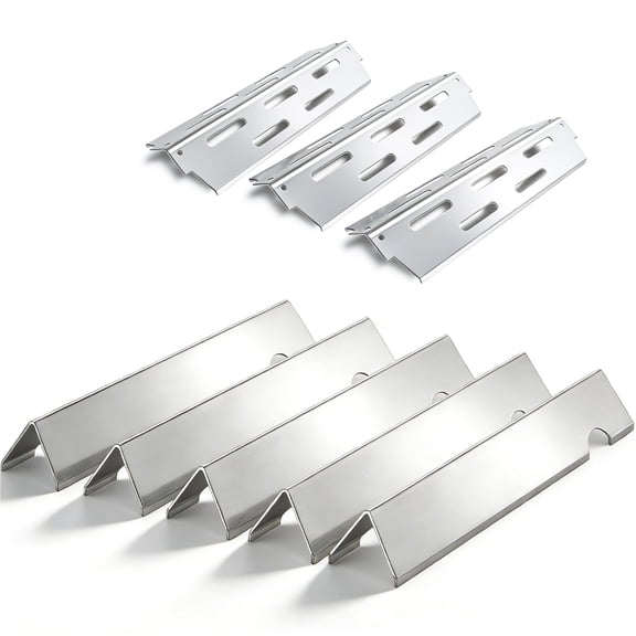 Stainless Steel Flavorizer Bars & Heat Deflectors for Weber Genesis II 300 & LX300 Series Grills, Replaces 66032 66795, 5‑Pack Plates & 3‑Pack Deflectors