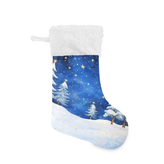 Christmas Stocking with Hanging Loop for Family Holiday Ornament Winter Wonderland