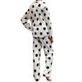 thumbnail image 2 of Womens Ladies Fleece PJ Pajama Set White Dots Size M, 2 of 5