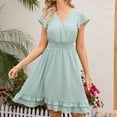 thumbnail image 2 of Robes Formelles Grande Taille Femmes Dames Manches Courtes Florales Robe Midi Extensible avec Élasticité Robe d'Été Grande Taille A m, 2 of 7