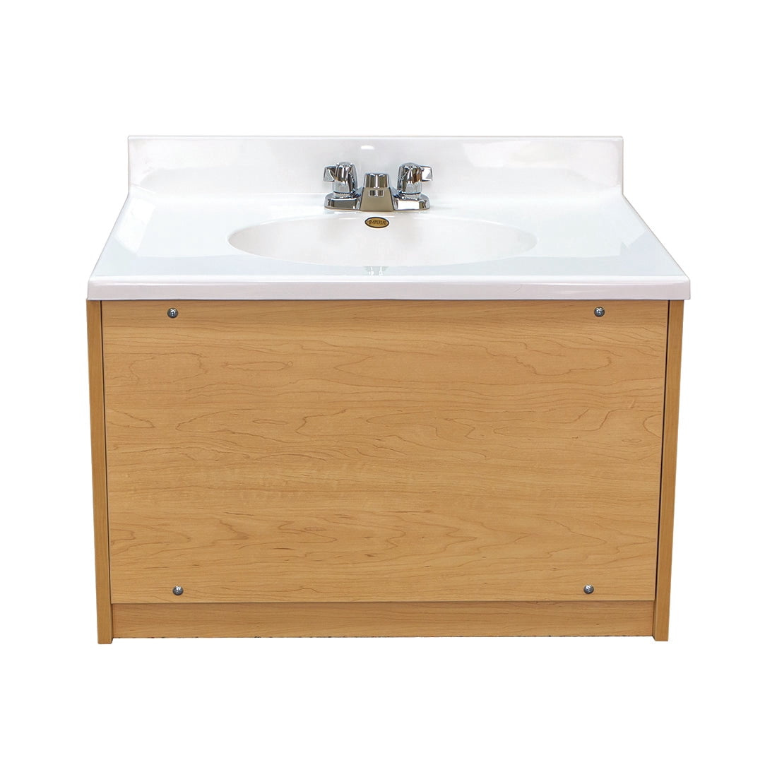 Tot Mate Floor Vanity for Kids Bathroom Sink, Chrome Faucet, Child Height 24", Single Bowl (Maple)