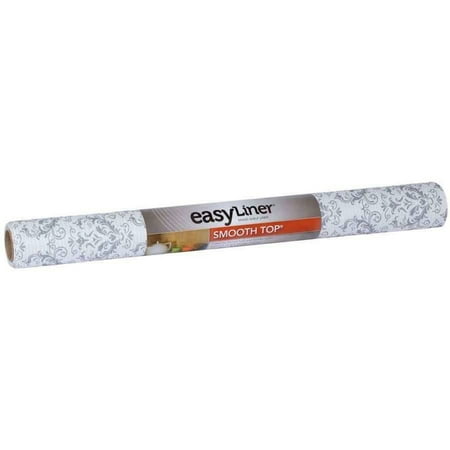 Duck Brand Smooth Top Non-Adhesive Shelf Liner, 20" x 6', Grey Damask