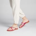 thumbnail image 4 of XYD Women Stylish Open Split Toe Crossed Strap Sandals Crystal Studded Flats Comfortable Beach Daily Shoes Size 7 Pink, 4 of 4