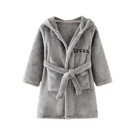 

Boys Girls Robe Cute & Fleece Hooded Robe With Belt for Boys Girls 1 - 6 Years