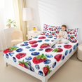 thumbnail image 4 of Manfei Blueberry Strawberry Pattern Queen Sheet Sets,Sweet Fruit Theme Flat Sheet,Red White Blue Queen Fitted Sheet For Girls Boys,Super Cozy Room Decor,4pcs, 4 of 7
