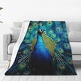 thumbnail image 2 of Peacock Feathers Blanket Gifts for Girls Women Men Decor for Home Bedroom Living Room Sofa Office Car, Soft Cozy Fuzzy Lightweight Throw Plush Blankets Green All Season 50"x40", 2 of 6