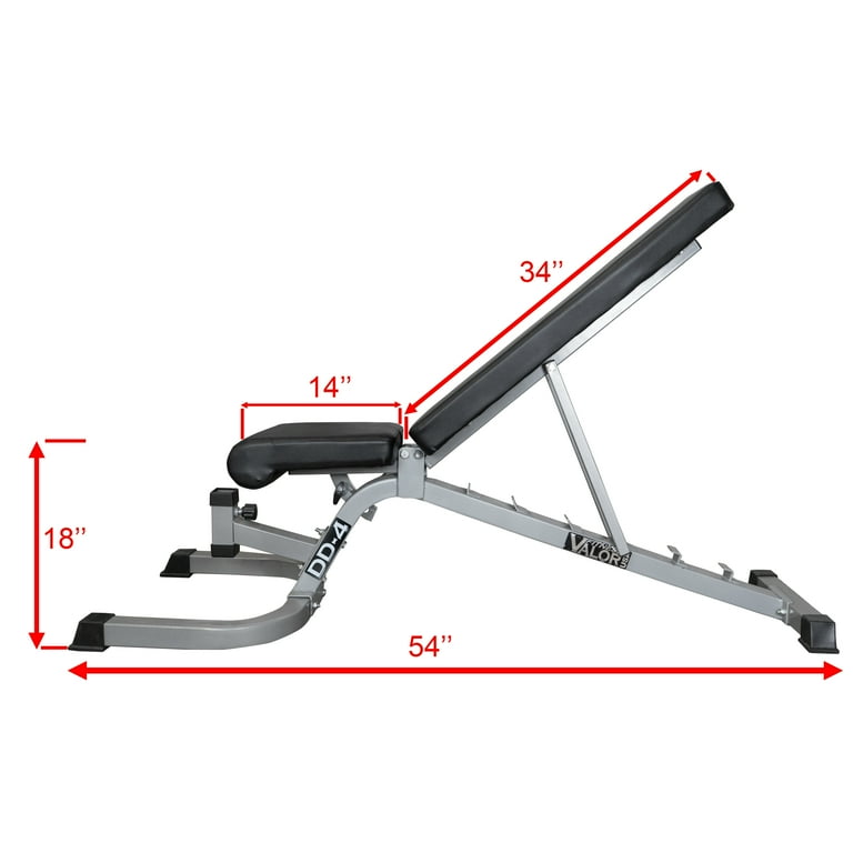Valor Fitness DD 4 Adjustable Flat Incline Decline Bench with Leg Support 7 Position Back Pad 4 Position Seat Pad Walmart
