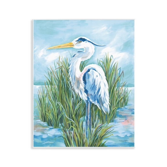 Stupell Industries Coastal Heron Bird Animals Painting Unframed Art Print Wall Art, 11 x 14