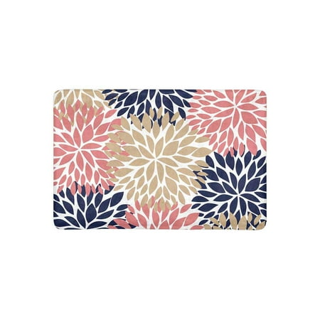 Navy And Coral Decor MKHERT Dahlia Pinnata Flower Coral Beige and Navy Blue Doormat Rug Home Decor Floor Mat Bath Mat 30x18 inch ()