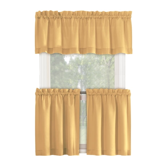 Collections Etc Martine Rod Pocket Caf� Curtain Set - Includes Valance & Two Tiers