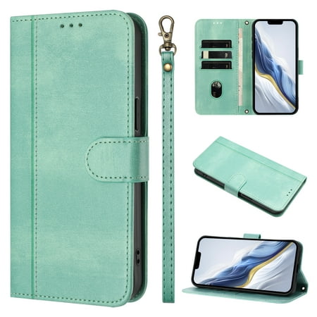 Case for MOTO G42 4G Wallet Phone Cover with Wrist Strap, Card Slots and Cash Pocket, PU Leather Magnetic Closure and Anti-Drop Stand Flip Protective Shockproof Case