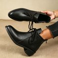 thumbnail image 5 of OKBOP Women's Walking Boots Round Toe Lace-Up Foam Cushioning Block Heel Black Stylish Women's Boots Sizes 35, 5 of 5