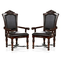 Furniture of America Exa Traditional Wood Padded Armchair in Cherry (Set of 2)