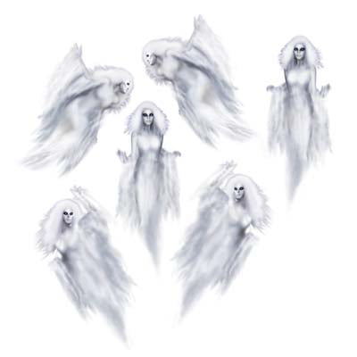 Party Central Club Pack of 72 Gray and White Ethereal Ghost Halloween Props 37"