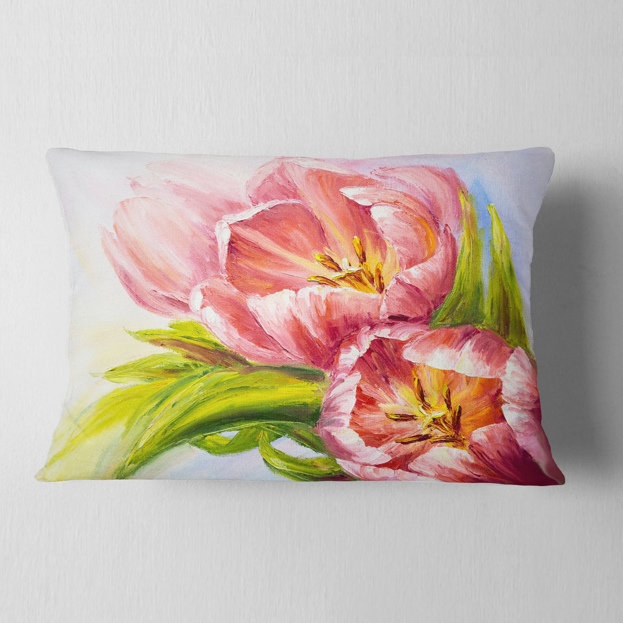 Designart Tulips Flowers - Floral Throw Pillow - 12x20