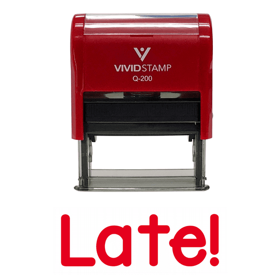 Vivid Stamp Late! Teacher Self Inking Rubber Stamp (Red Ink) - Medium