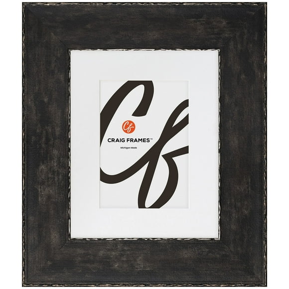 Craig Frames Starlight, 14x22 Picture Frame Matted for an 11x17 Photo, Noir Black