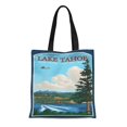 thumbnail image 1 of JSDART Sac Fourre-Tout en Toile Lanterne Lac Tahoe Voyage Presse Vintage Rétro Ancien Sac Réutilisable Épaule Courses, 1 of 1