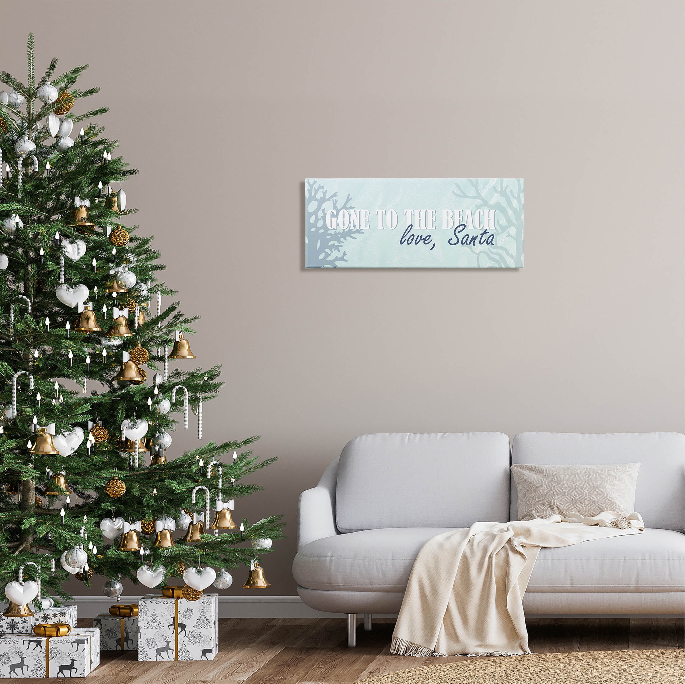 Stupell Industries Gone To Beach Love Santa Phrase Graphic Art Gallery Wrapped Canvas Print Wall Art, Design by Kim Allen