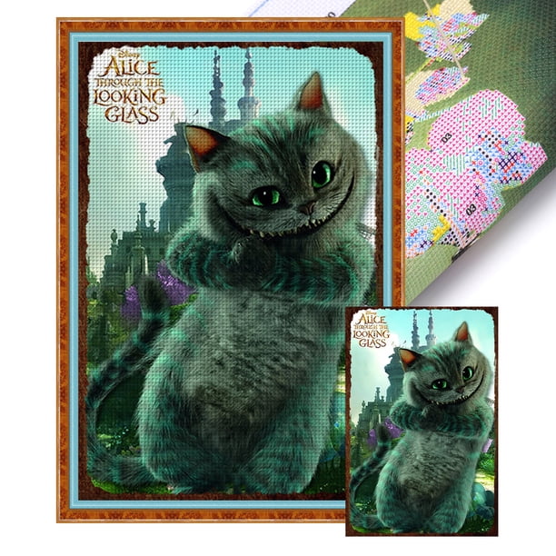Hilo de algodón ecológico Cgtredaw Bordado punto cruz Con Gato Cheshire 11CT 50x75cm